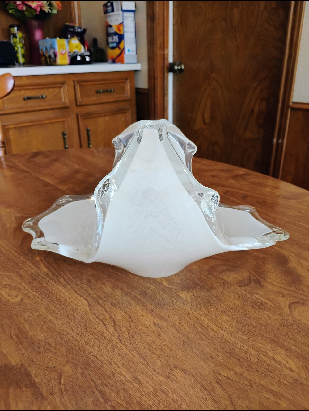 Murano White and Clear Glass Decorative Vase